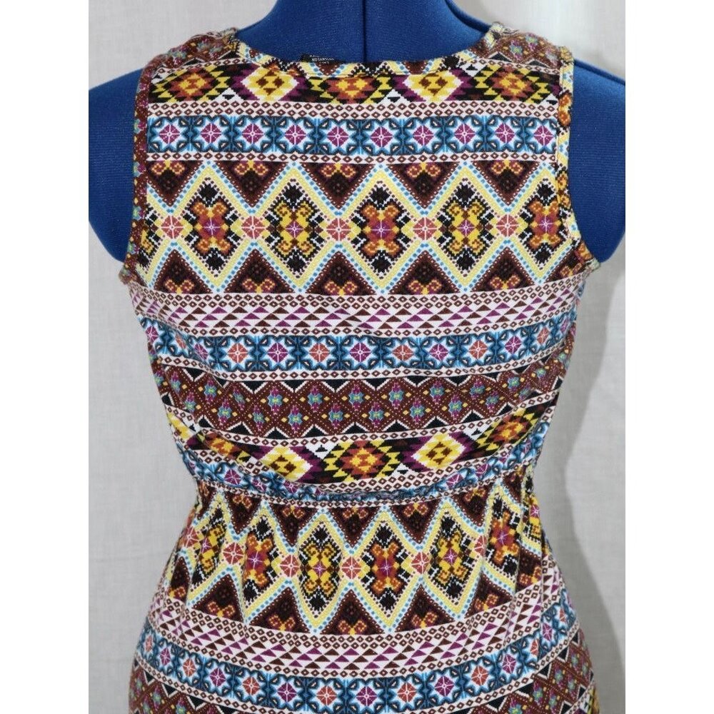 Womens M Tribal Boho Chic Lace Mini Dress Festival Artsian Capsule Multicolor - Picture 5 of 7